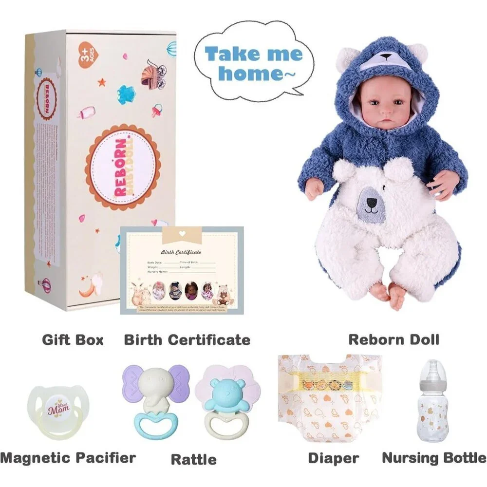 Reborn Baby Dolls Boy Aiden 17 Inch Handmade Realistic Baby Doll Cloth Soft Body